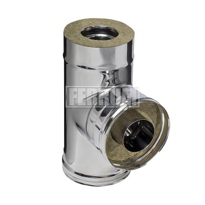 Тройник-сэндвич 90 FERRUM (430/0,8мм + нерж.) Ф150x210